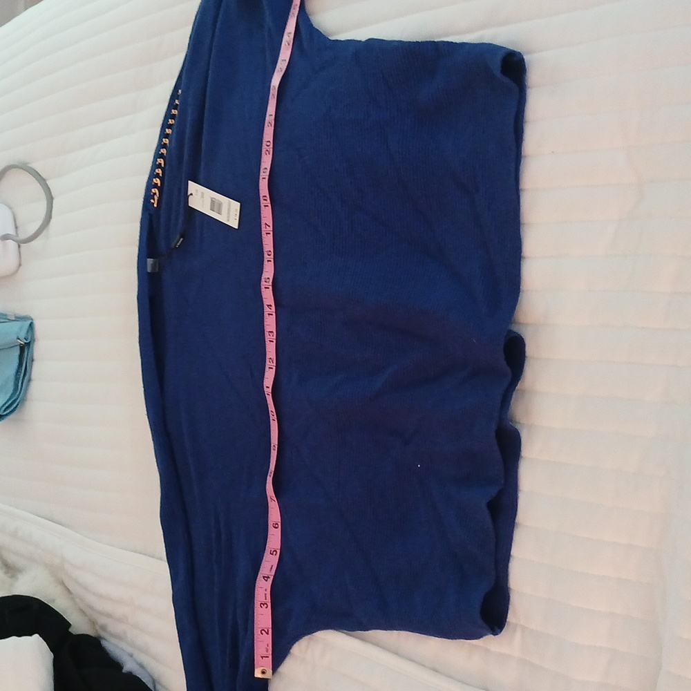 Blue Sweater with Gold Studded Sleeves TAHARI LARGE BNWT - Picture 6 of 8